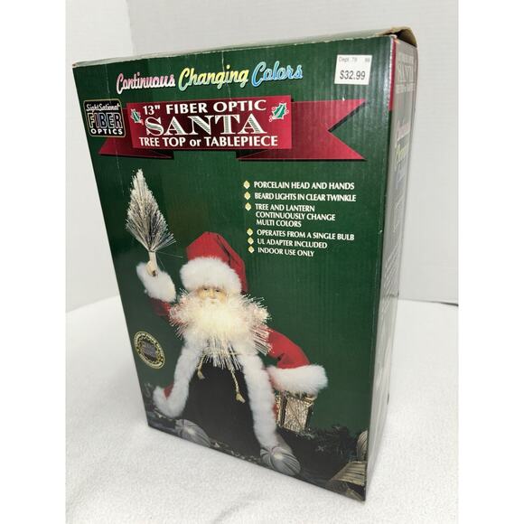 Fiber Optic 13” Santa Claus Christmas Tree Topper/Tabletop Decor Holiday Light - Picture 10 of 14